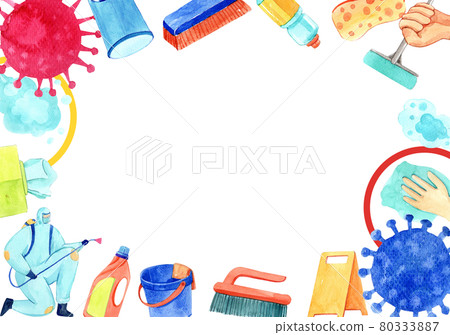 Disinfection frame watercolor 80333887