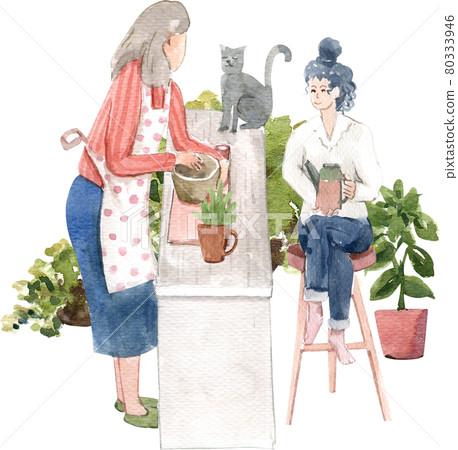 Stay Home composition watercolor Stay Home composition watercolor 80333946