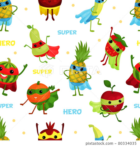 Funny Fruit Superhero in Mask and Cloak Rushing to Rescue Vector Seamless Pattern Funny Fruit Superhero in Mask and Cloak Rushing to Rescue Vector Seamless Pattern 80334035