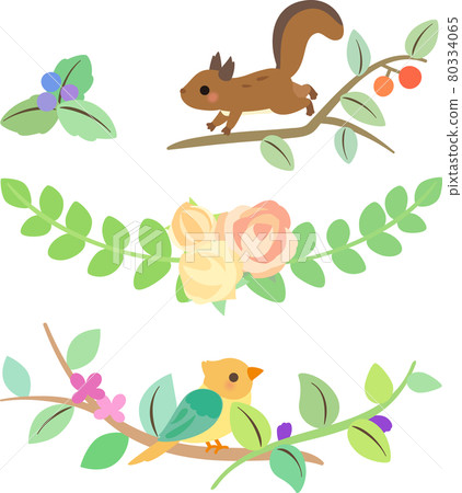 Leaf and flower decoration illustration set 80334065