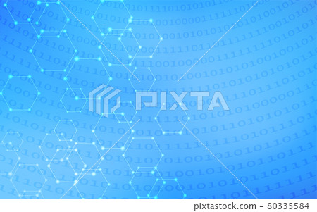 Glowing hexagon and binary code abstract material, blue gradient background Glowing hexagon and binary code abstract material, blue gradient background 80335584
