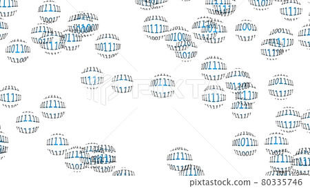 A myriad of rows of numbers 0 and 1 on a large number of spheres 80335746