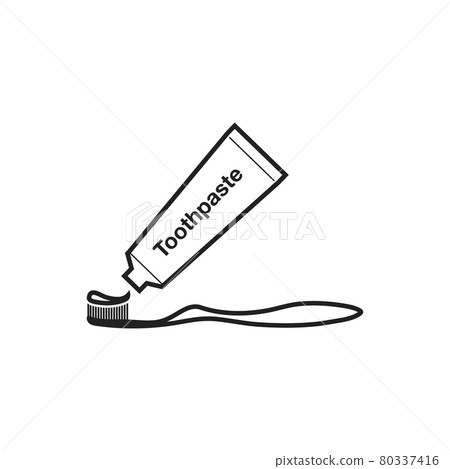 Toothbrush with Toothpaste and tube line icon. Vector EPS. Toothbrush with Toothpaste and tube line icon. Vector EPS. 80337416