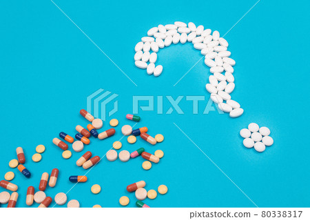 White Question Mark. Pharmaceutical Industry and Medicinal Products 80338317