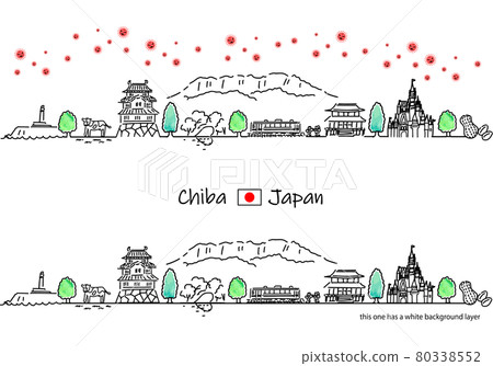 千葉市景與新型冠狀病毒簡筆劃集 千葉市景與新型冠狀病毒簡筆劃集 80338552