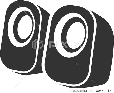 the flat black vector icon of computer speakers. - Stock Illustration ...