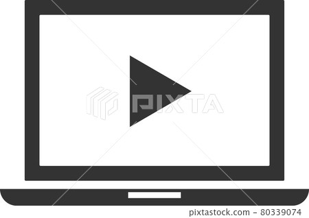 A flat black vector icon of a computer monitor. 80339074