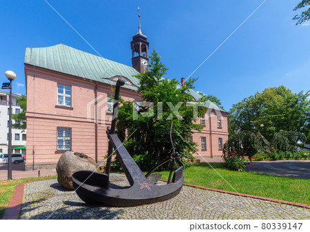 Swinoujscie. Sea fishing building on a sunny day. 80339147