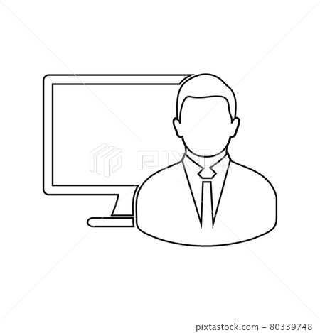 Computer User Icon. Line style vector EPS.-插圖素材 [80339748] - PIXTA圖庫