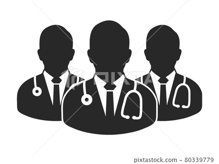 Medical Team Icon with  Male doctor symbols. Flat style vector EPS. 80339779