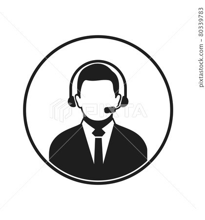 Call centre operator icon with headphone symbol. Flat style vector EPS. Call centre operator icon with headphone symbol. Flat style vector EPS. 80339783