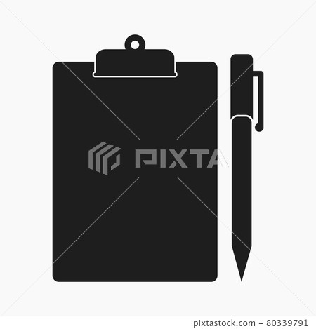 Clipboard icon with pen symbol. Flat style vector EPS. Clipboard icon with pen symbol. Flat style vector EPS. 80339791