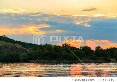 View of the Dnieper river at sunset 80340519