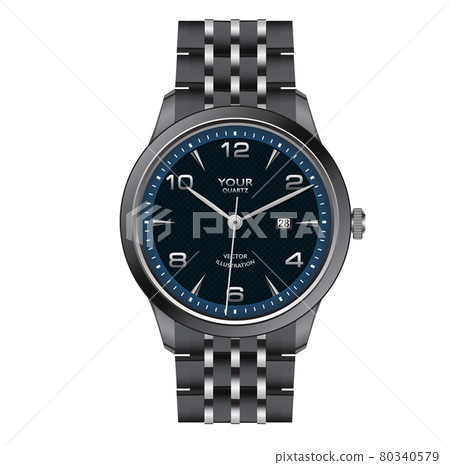 Realistic dark steel watch clock blue Realistic dark steel watch clock blue 80340579