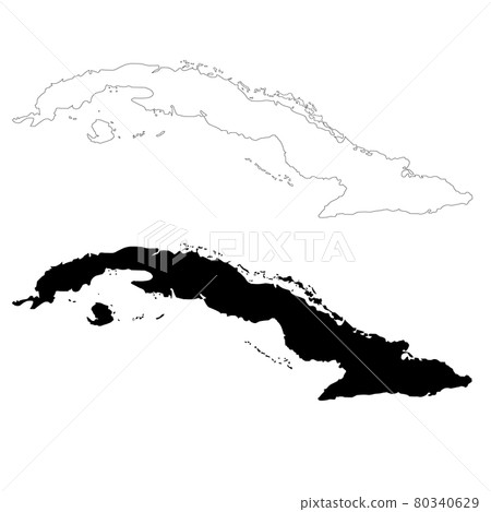 cuba map icon on white background. outline cuba map. cuba stage sign. flat style. 80340629