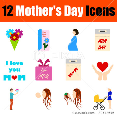 Mother's Day Icon Set Mother's Day Icon Set 80342656