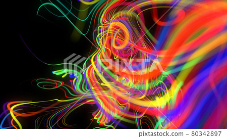 Abstract background glow lines or light streaks. Running lights particles form in 3d space glowing beautiful curved lines like ball of wires burning with neon light. Beautiful creative bg. 3d render Abstract background glow lines or light streaks. Running lights particles form in 3d space glowing beautiful curved lines like ball of wires burning with neon light. Beautiful creative bg. 3d render 80342897