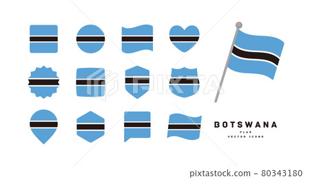 Flag of Botswana Icon set in various shapes Vector illustration 80343180