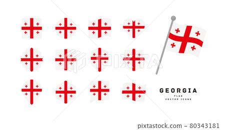 格魯吉亞國旗圖標設置各種形狀的矢量圖 80343181