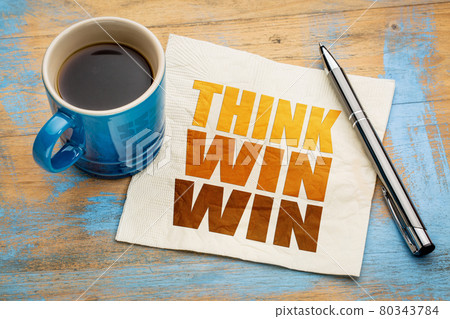 Think win-win concept on napkin Think win-win concept on napkin 80343784