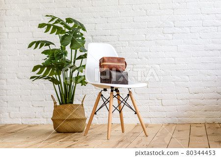 Beautiful brown bag made of leather designed for various items 80344453