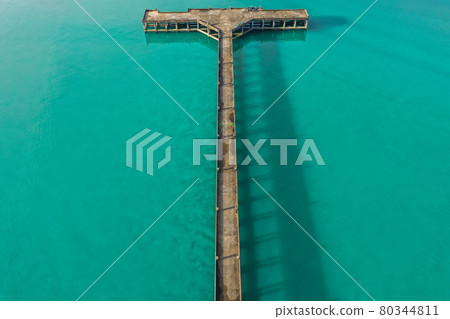 Than Mayom Bridge, Sunken and drowning boats in koh Chang, Trat, Thailand 80344811