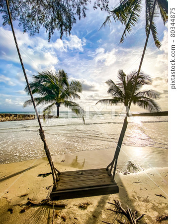 Klong Chao beach and its Double Palm Trees in koh Kood, Trat, Thailand Klong Chao beach and its Double Palm Trees in koh Kood, Trat, Thailand 80344875