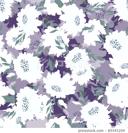 Floral seamless with hand drawn color roses. Cute summer background with flowers and leaves. Modern floral compositions. Fashion vector stock illustration for wallpaper, posters, card, fabric, textile 80345204