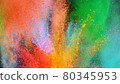 Multi-color powder explosion on black background 80345953