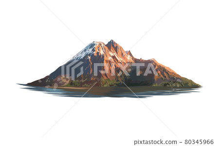 Mountain from a splash of watercolor, colored drawing, realistic 80345966
