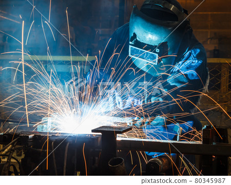 Industrial steel welder in factory Industrial steel welder in factory 80345987