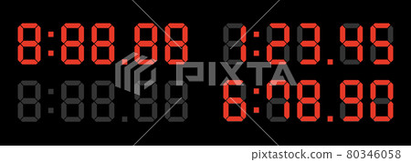 7-segment digital numbers: Numbers often seen on electric bulletin boards, clocks, timers, and time displays 80346058