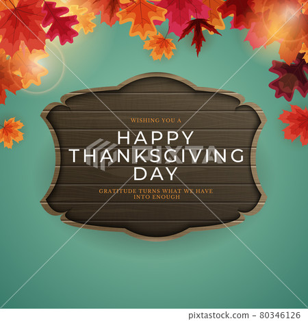 Happy Thanksgiving Holiday Background with Falling Leaves. Vector Illustration Happy Thanksgiving Holiday Background with Falling Leaves. Vector Illustration 80346126