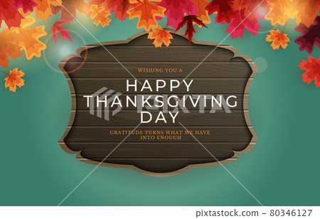 Happy Thanksgiving Holiday Background with Falling Leaves. Vector Illustration Happy Thanksgiving Holiday Background with Falling Leaves. Vector Illustration 80346127