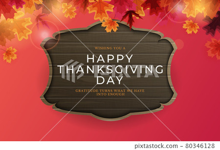 Happy Thanksgiving Holiday Background with Falling Leaves. Vector Illustration Happy Thanksgiving Holiday Background with Falling Leaves. Vector Illustration 80346128