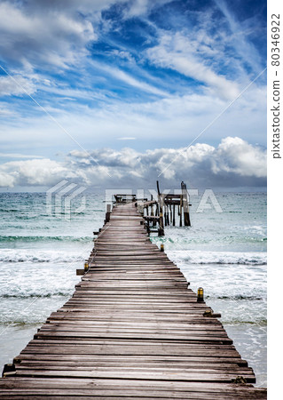 Bang Bao beach, wooden pier, in Koh Kood, Trat, Thailand Bang Bao beach, wooden pier, in Koh Kood, Trat, Thailand 80346922