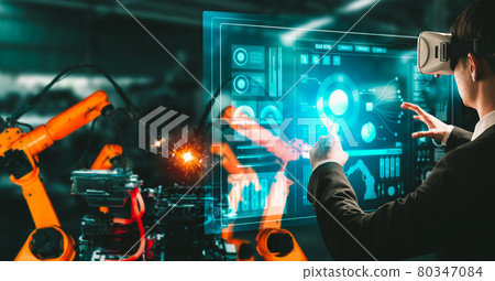 Advanced robot arm system for digital industry and factory robotic technology Advanced robot arm system for digital industry and factory robotic technology 80347084