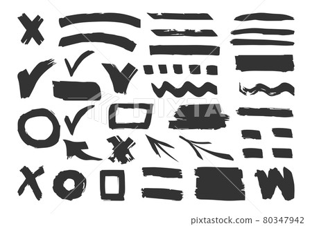 Text marker brush stroke hand drawn strokes set Text marker brush stroke hand drawn strokes set 80347942