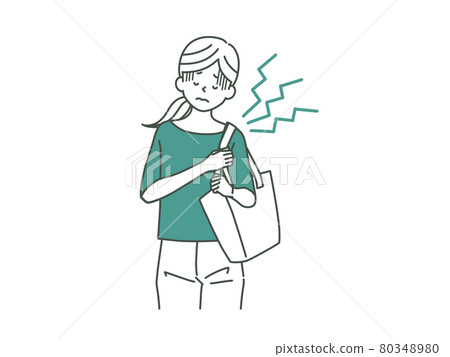 A woman holding a bag and having a strain on one shoulder-2 colors 80348980