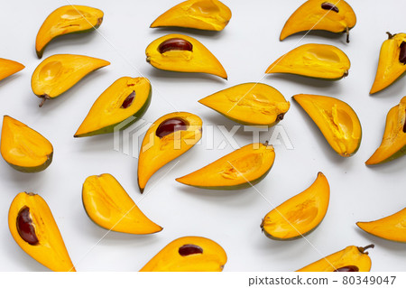Canistel fruit on white background. Canistel fruit on white background. 80349047