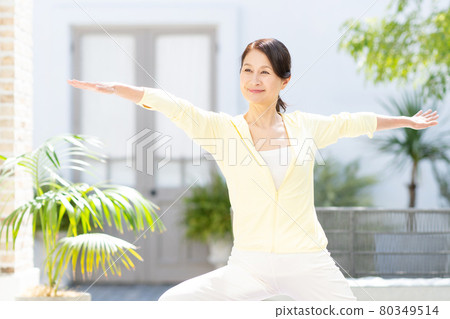 Yoga middle women exercise 80349514