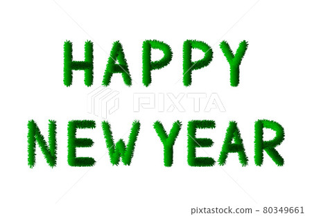 Letters Happy New Year are made of fir branches. Fur or tinsel effect. Holidays vector illustration. Letters Happy New Year are made of fir branches. Fur or tinsel effect. Holidays vector illustration. 80349661
