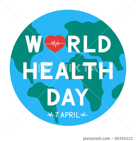 World Health Day lettering with red heart and heartbeat on globe. Medicine and healthcare typography poster. Vector illustration. Easy to edit template for greeting card, banner, sign, flyer, etc. World Health Day lettering with red heart and heartbeat on globe. Medicine and healthcare typography poster. Vector illustration. Easy to edit template for greeting card, banner, sign, flyer, etc. 80350122