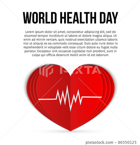 World Health Day vector illustration with text, red origami paper cut heart and heartbeat. Medicine and healthcare typography poster. Easy to edit template for greeting card, banner, sign, flyer, etc. World Health Day vector illustration with text, red origami paper cut heart and heartbeat. Medicine and healthcare typography poster. Easy to edit template for greeting card, banner, sign, flyer, etc. 80350125