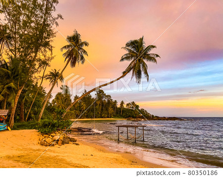 hideout beach sunset in Koh Kood, Trat, Thailand 80350186