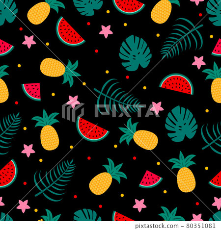 Summer seamless pattern with watermelons,... - Stock Illustration ...