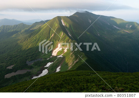 Mt. Poroshiri in the morning of the Hidaka Mountains Mt. Poroshiri in the morning of the Hidaka Mountains 80351807