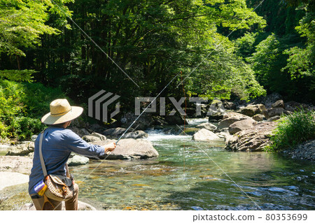 Tenkara mountain stream fishing Tenkara mountain stream fishing 80353699