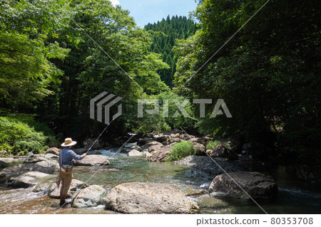 Tenkara mountain stream fishing Tenkara mountain stream fishing 80353708