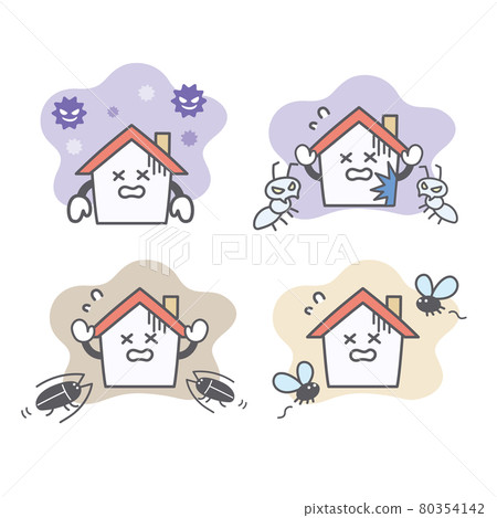 Facial expression set about viruses and pests of house characters Facial expression set about viruses and pests of house characters 80354142